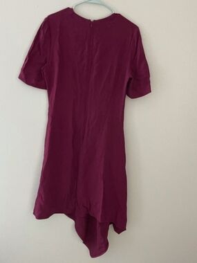 Women’s Short Sleeve Asymmetric Hem Dress - Plum